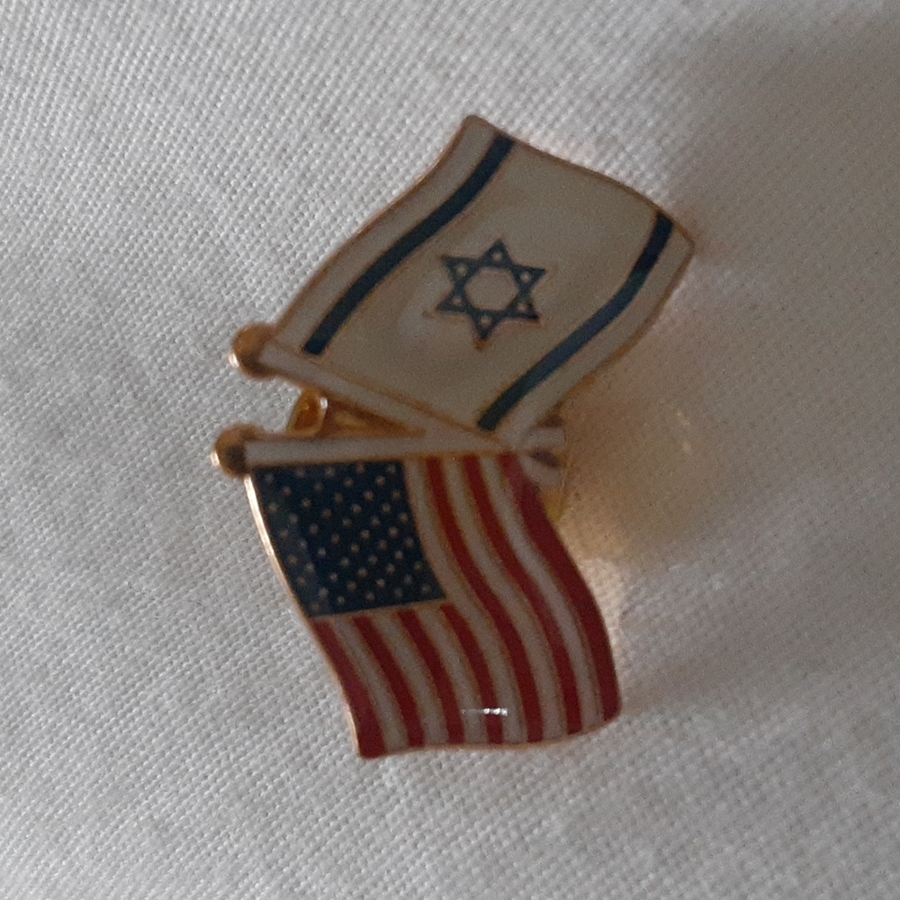 Vintage Zechohovoy Israel,United States friendship flag pin